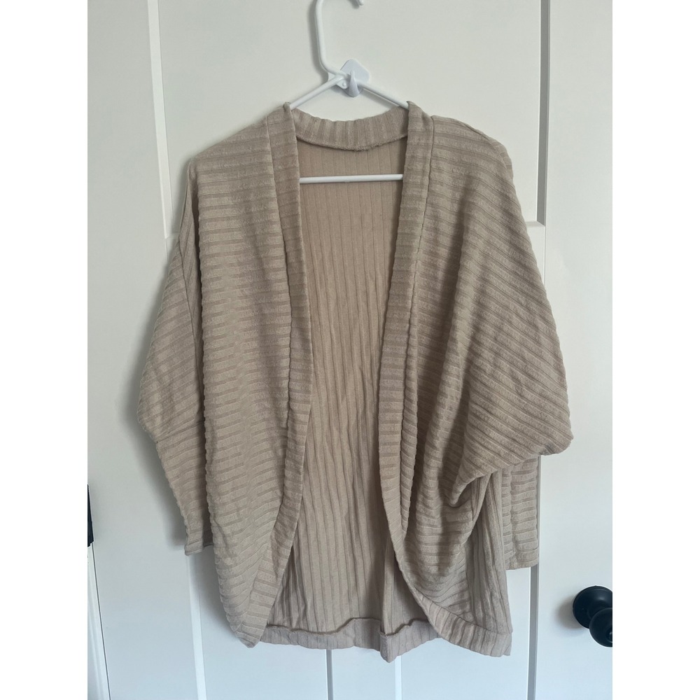 SHEIN Women Beige Ribbed Open Front Cardigan Dolman Sleeve XS